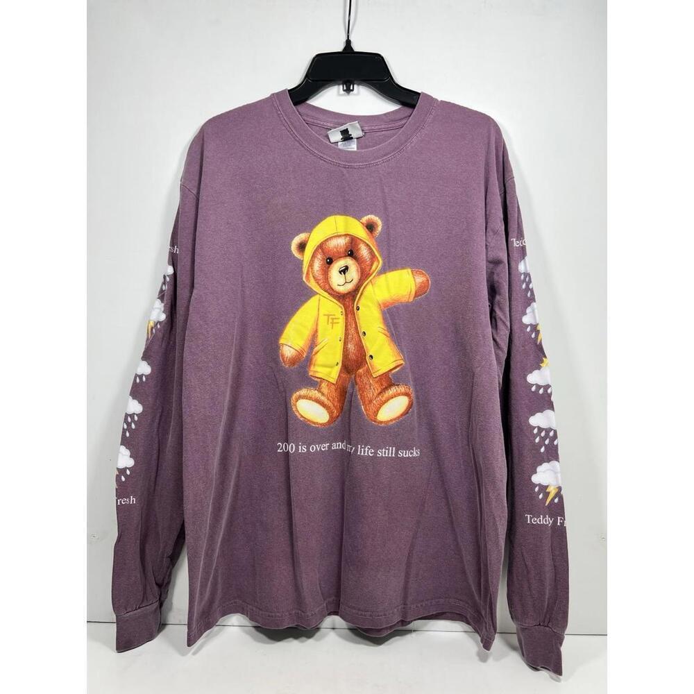 Teddy Fresh 2020 IS OVER AND MY LIFE STILL SUCKS Long Sleeve Purple Sz L Men